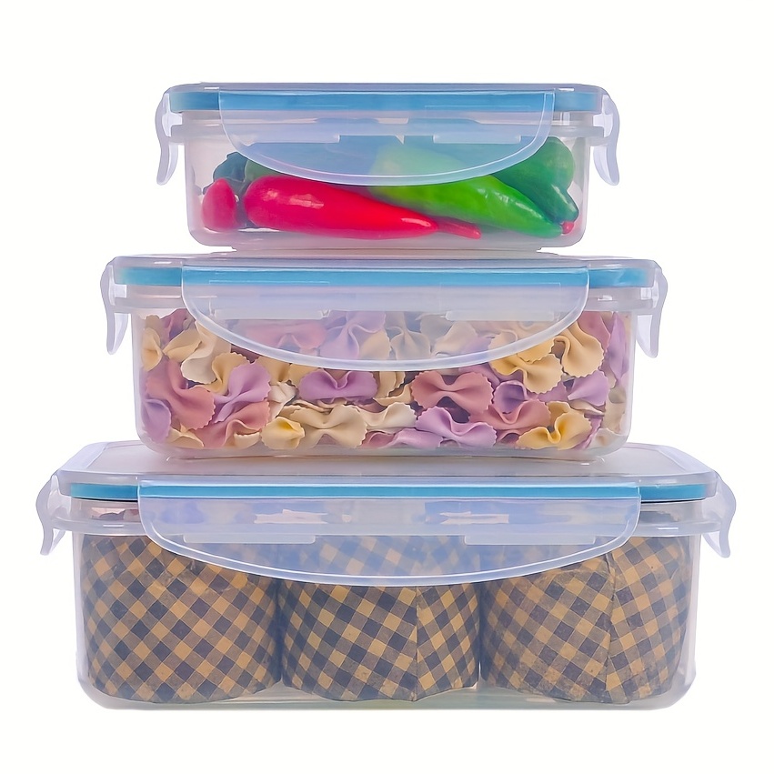 1pc Plastic Food Storage Container, Rectangle Snap Lock Sealing Lid, For  Refrigerator Kitchen & School & Office Lunch Boxes