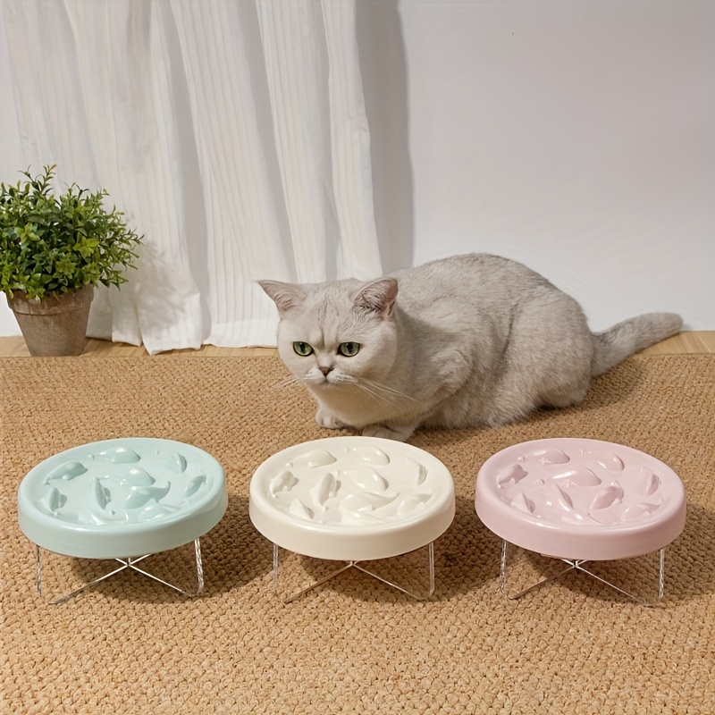 Slow Feeder Cat Bowl With Stand Anti choking Pet Puzzle Food - Temu