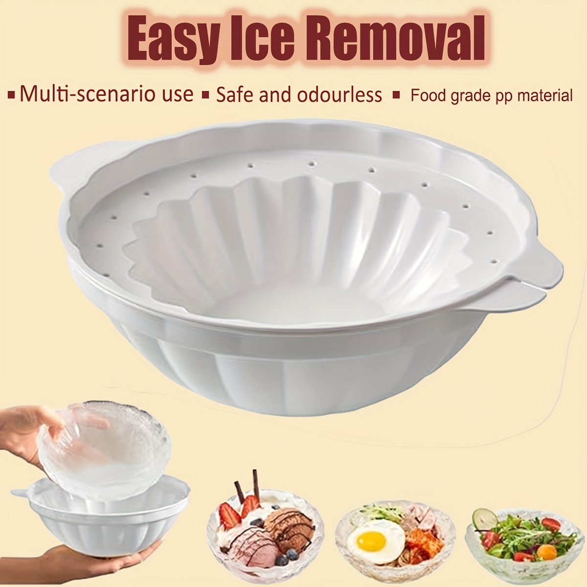 2 Pcs Ice Bowl Maker Mold Plastic Salad Ice Bowl Mold Ice  Cream Freeze Bowl Container Mold Creative Ice Trays Ice Bowl Maker DIY  Crystal Ice Bowl for Dessert Fruit
