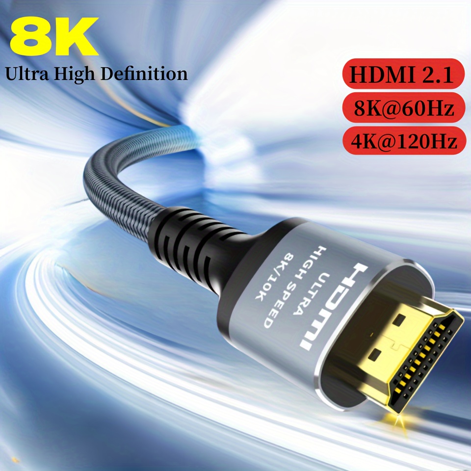 6ft (2m) HDMI 2.1 Cable 8K - Certified Ultra High Speed HDMI Cable 48Gbps -  8K 60Hz/4K 120Hz HDR10+ eARC - Ultra HD 8K HDMI Cable - Monitor/TV/Display
