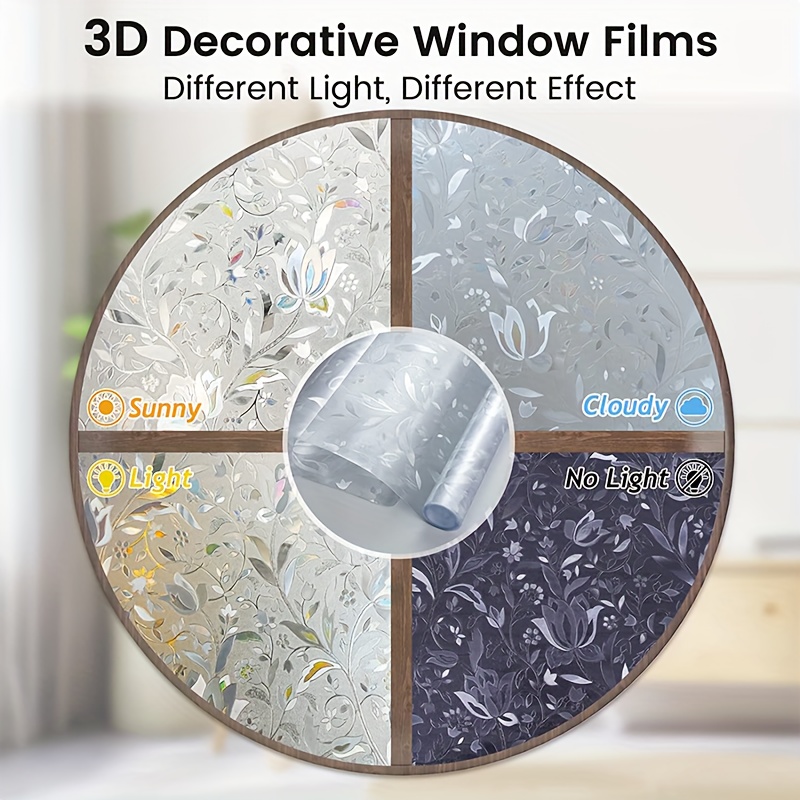 GROOFOO Film pour Fenetre Film de Fenêtre Autocollant en verre Décoratif Film  Coloré de Confidentialité Pas