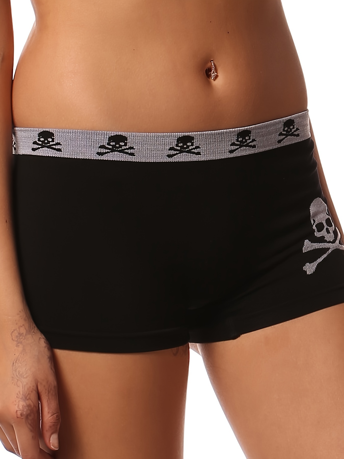 Skull Print Boyshort Panty Seamless Intimates Boxer Shorts - Temu