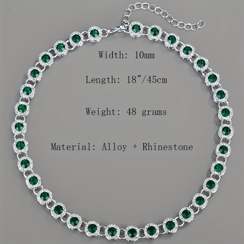 Hip Hop Rap Round Emerald Cuban Chain Necklace