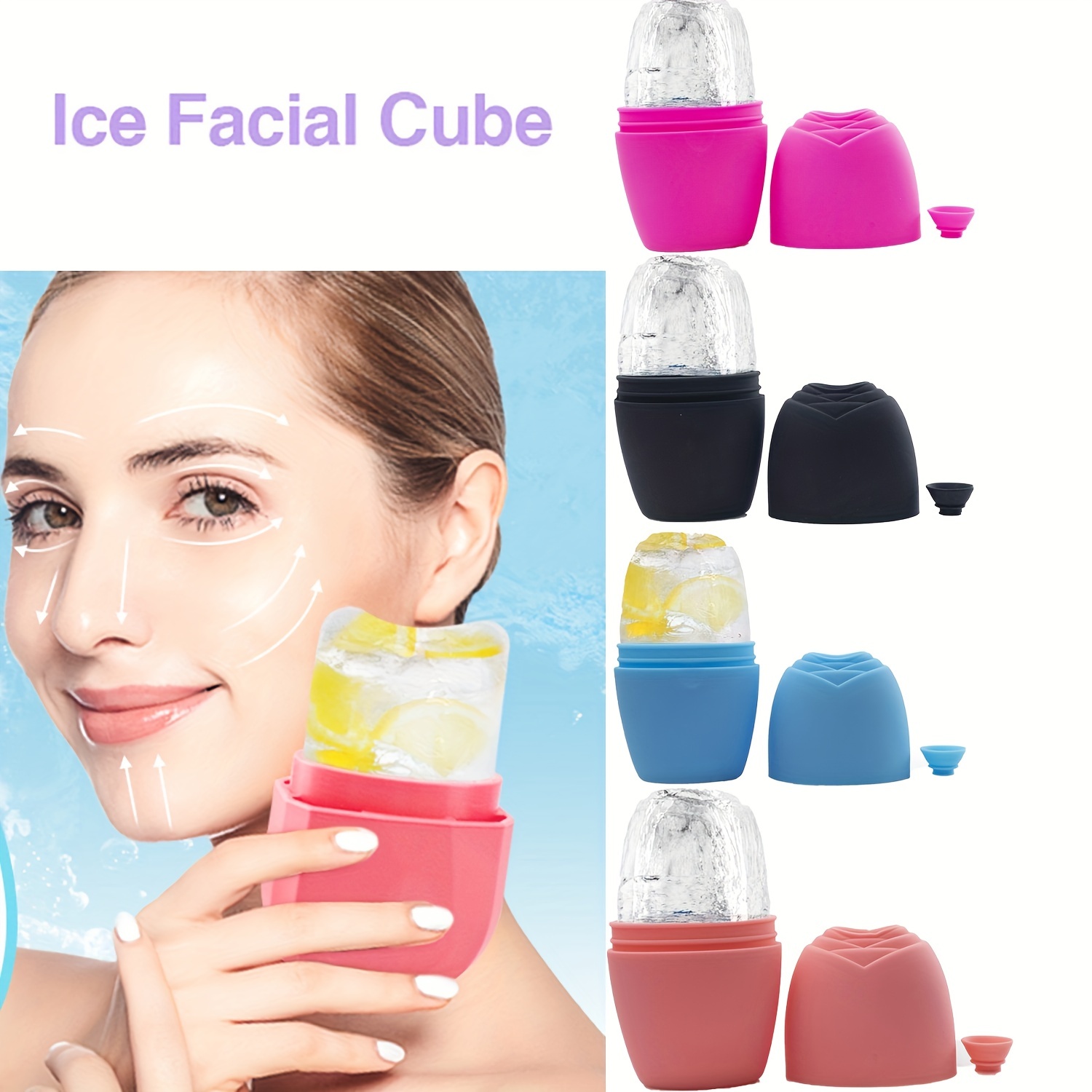 Facial Beauty Lifting Facial Roller Mold Silicone Ice Cube Trays Ice Globe  Ice Balls Face Massager Facial Roller Reduce Acne Red