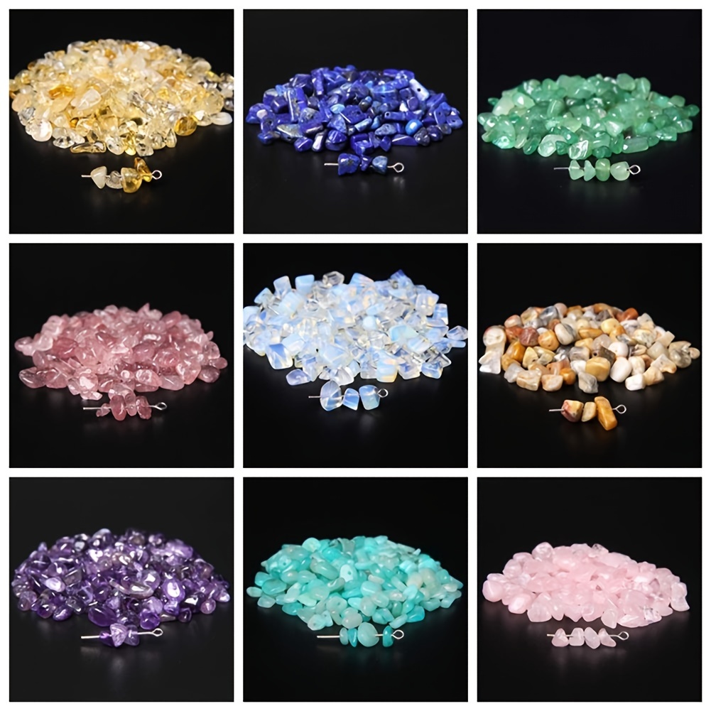 GangGangHao 1888 Pcs Natural Chip Stone Beads About 500g Irregular Gemstones Healing Crystal Loose Rocks Bead Hole Drilled DIY F, Stone
