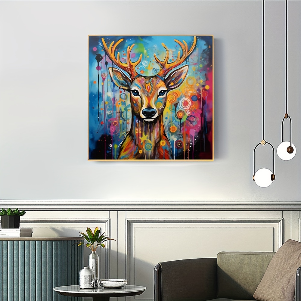 1pc 20*30cm DIY Artificial Diamond Painting Frameless Deer Diamond Painting  For Living Room Bedroom Decoration 7.87X11.8in/20X30cm