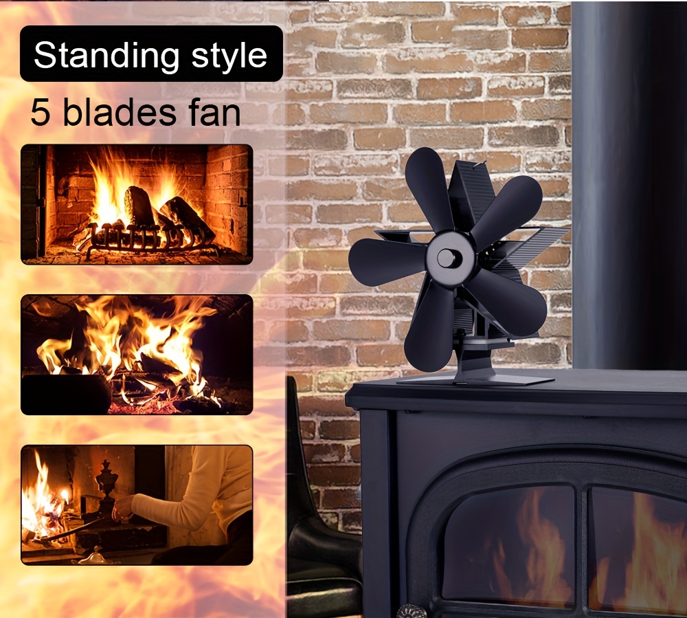 1pc 4 5 blades fireplace fan with thermal power quiet   saving wall mounted stove fan for household air circulation   heat dissipation and   for electricity details 2