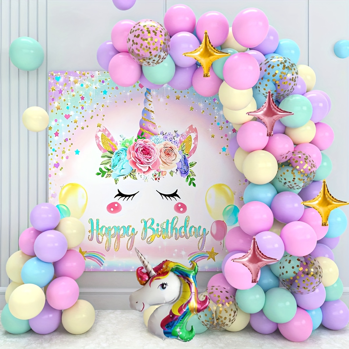 decoration anniversaire licorne ballons arche de ballons arc en ciel   Decoration anniversaire licorne, Anniversaire thème licorne, Décoration  anniversaire
