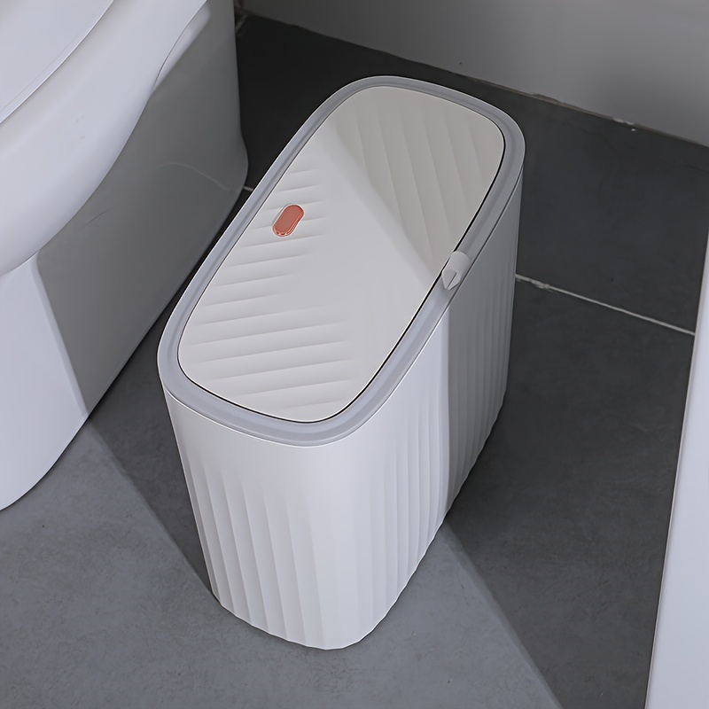 Slim Toilet Trash Can, Flip Cover Rubbish Can For Home, Pressing Ring Garbage  Can For Office And Classroom Supplies - Temu
