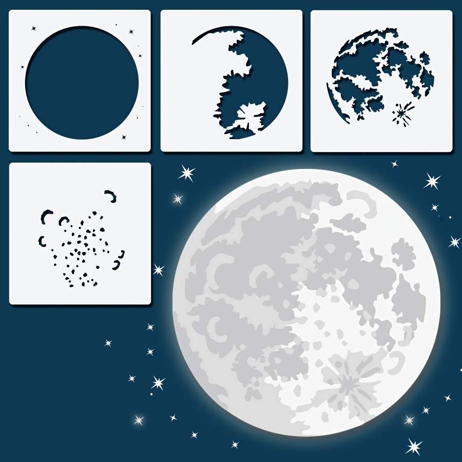 Moon Stencil, Galaxy, Celestial, Reusable Stencil, Craft, DIY, Pattern,  Paint