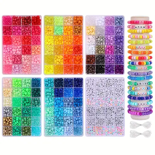 Multi colored Pony Beads Set For Bulk Rainbow Hair Rings - Temu
