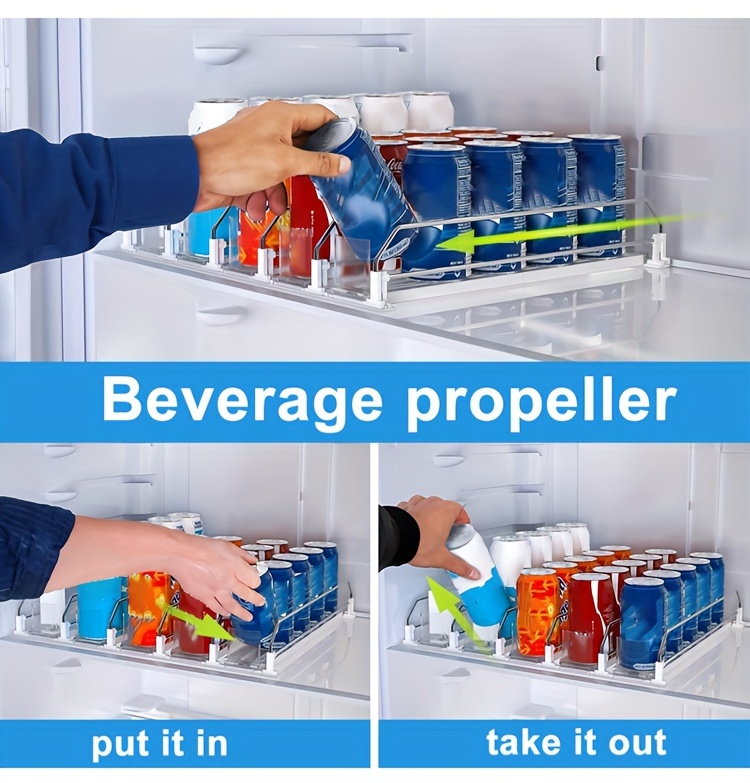 3 4 5 set beverage pusher drink propeller refrigerator bottle and can storage box self propelled soda can dispenser with   double layer partition board and positioning   kitchen supplies closet organizers and storage desk organizer details 4