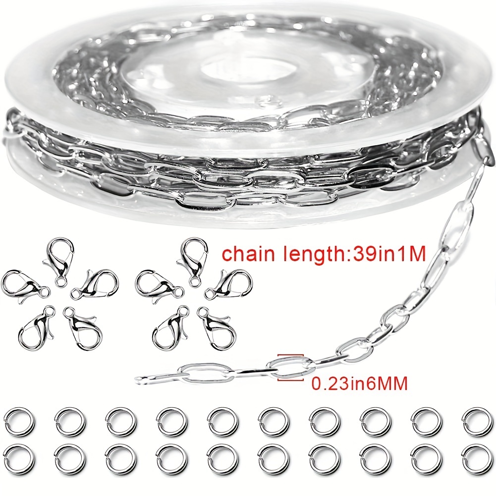 Stainless Steel Chain Bulk Flat Paperclip Link Chains - Temu