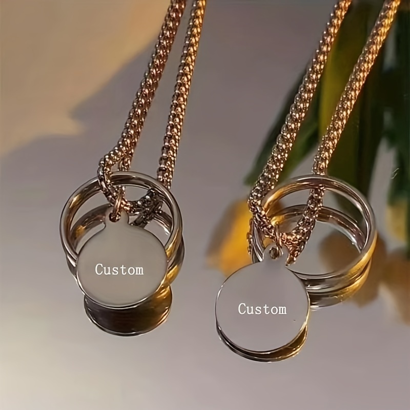 Collar Nombre Anillos Personalizados Mujeres Hombres Joyería - Temu