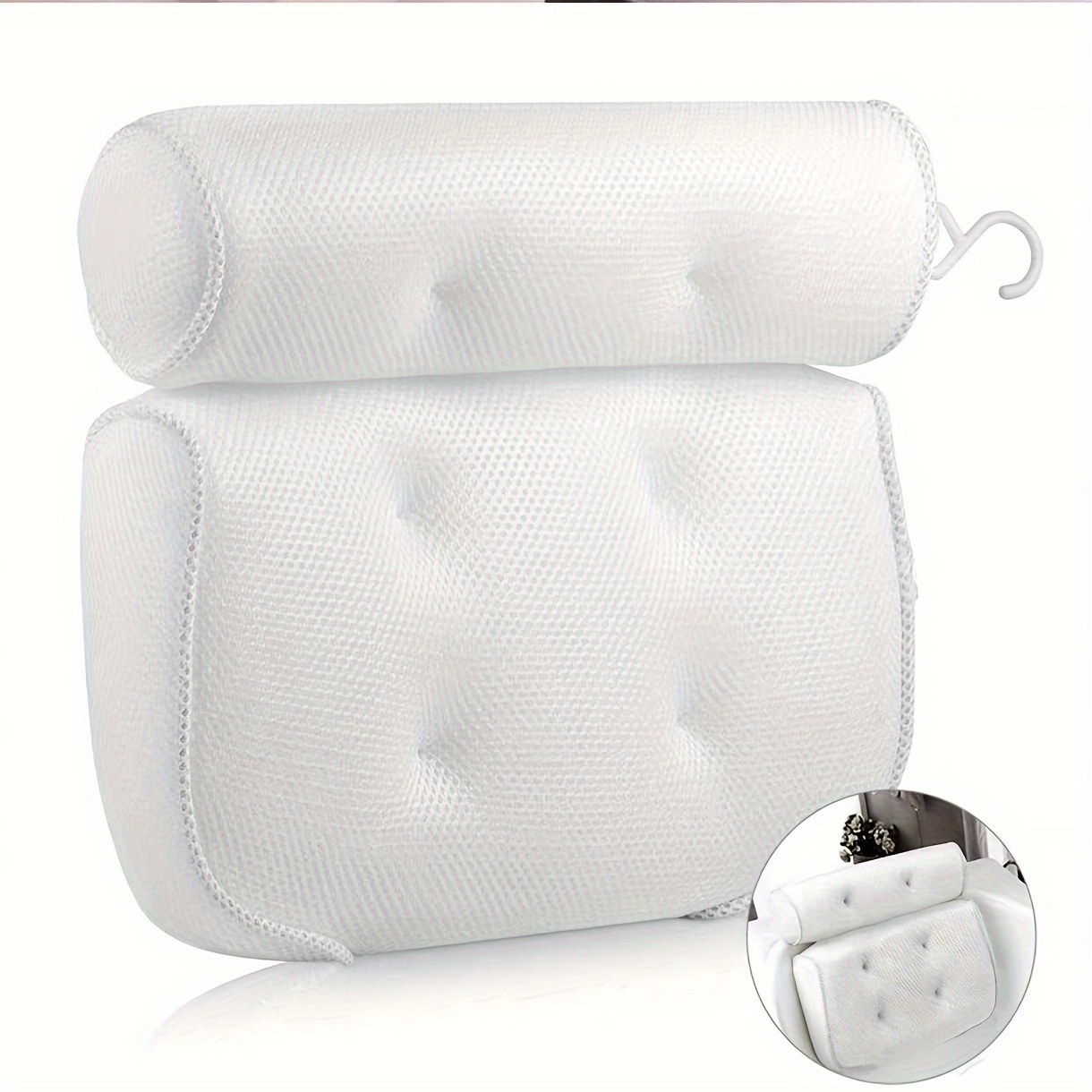 3d Mesh Spa Bathtub Headrest Pillow With Suction Cups Non - Temu