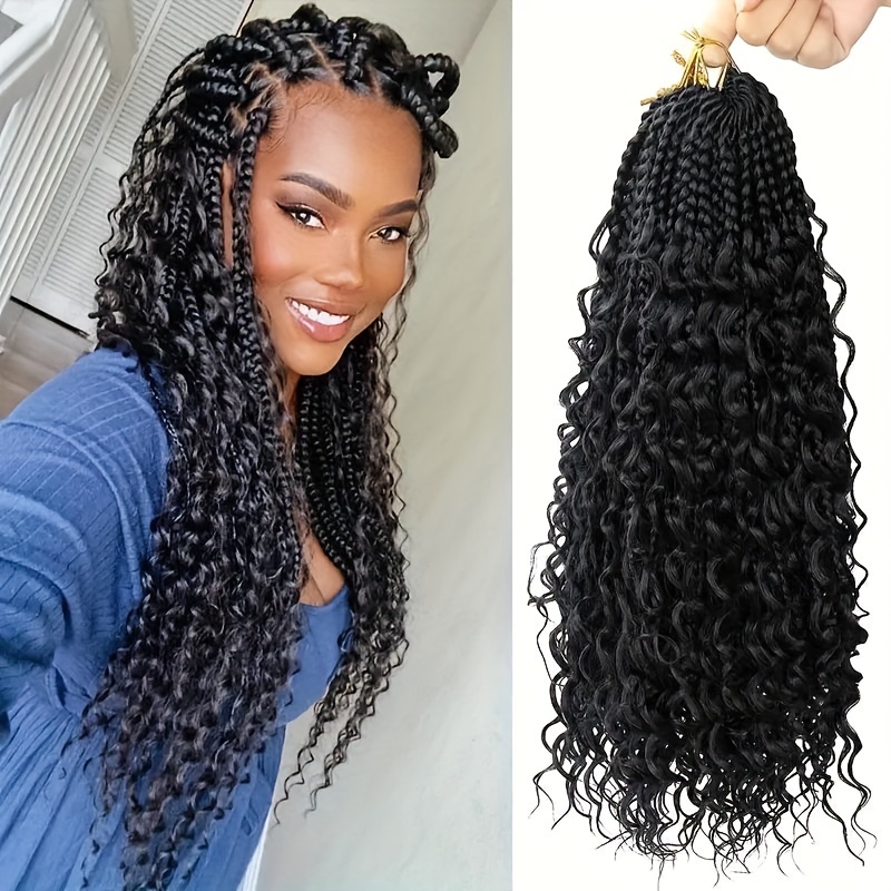 Leeven 24 Inch Bohemian Goddess Box Braids Hair 6 Packs Ombre Burgundy  Knotless Half Braids Hair for Black Women Tbug Box Braids Crochet Hair With  Curly Ends : : Beauty