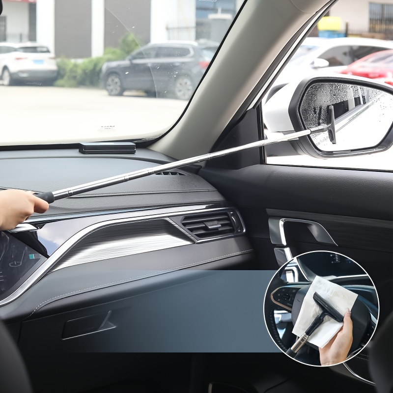 Car Rearview Mirror Wiper Stainless Steel Telescopic Wiper - Temu