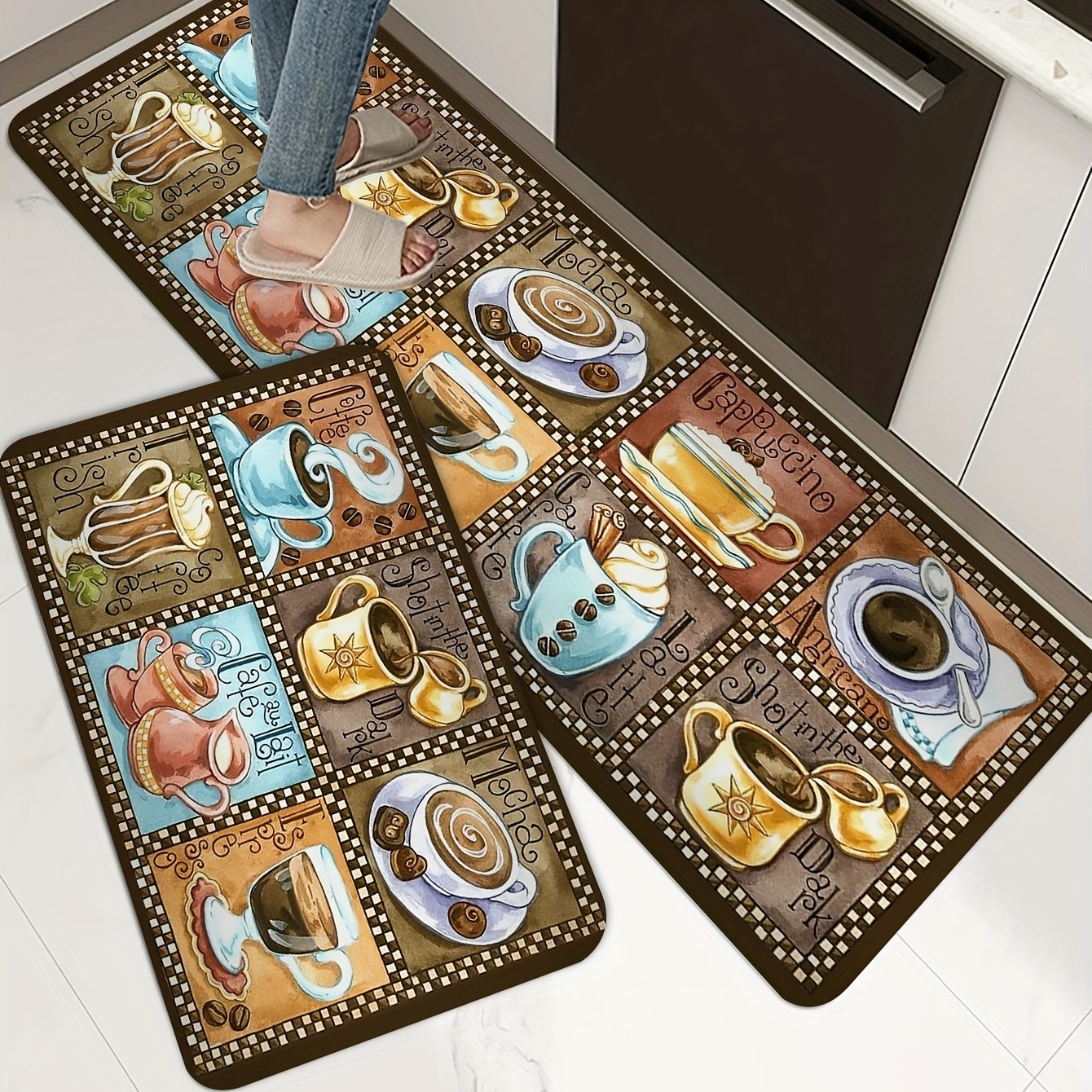 Set di tappeti da bagno, 2 pezzi, Cappuccino, Po…