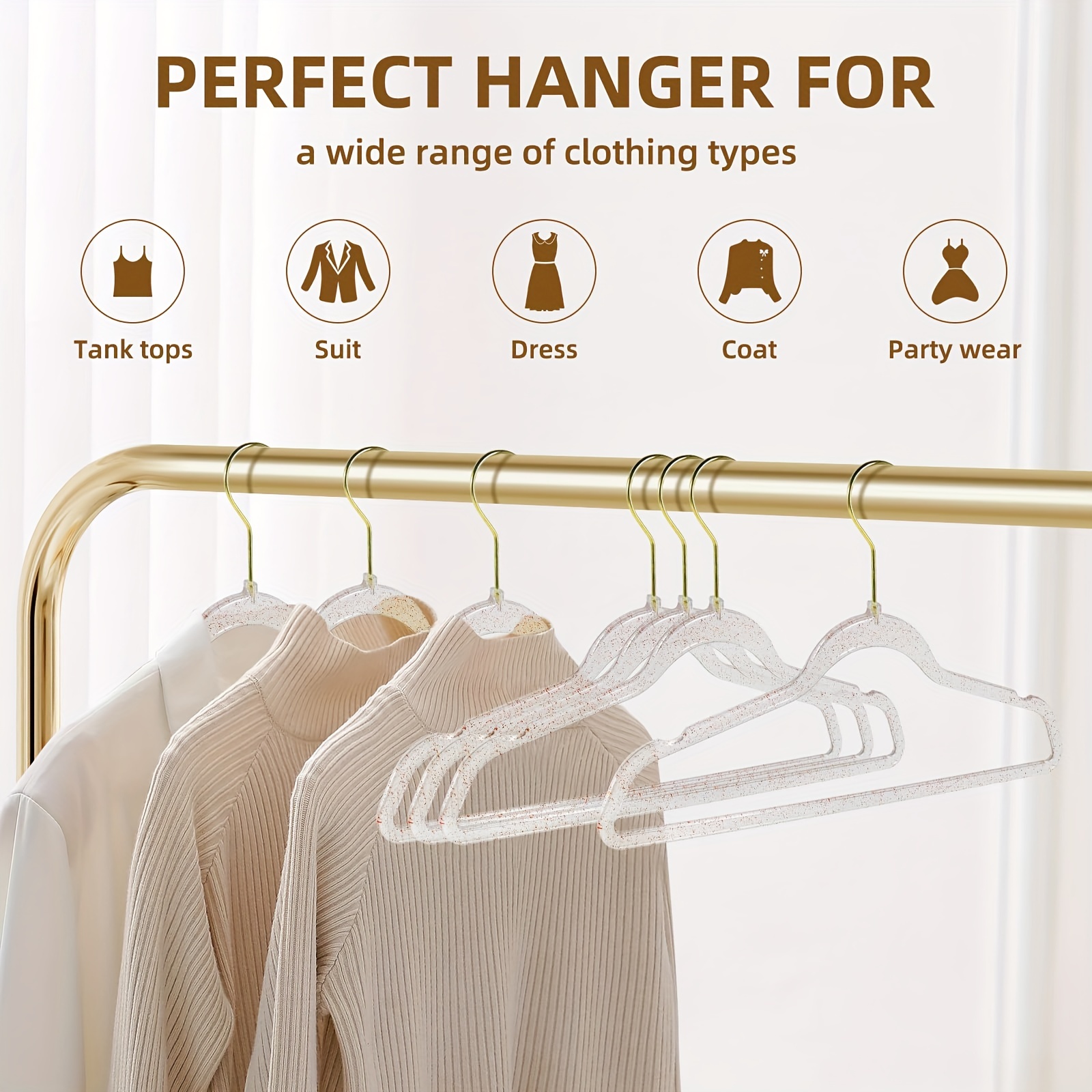 Clear Plastic Hangers, Non-slip Coat Clothes Hangers With Bling