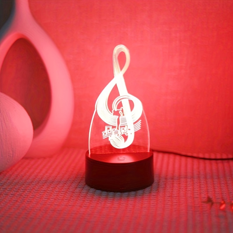 1pc 3D Music Note Night Light USB 7 Color Changing LED Illusion Lamp For Room Home Decor
