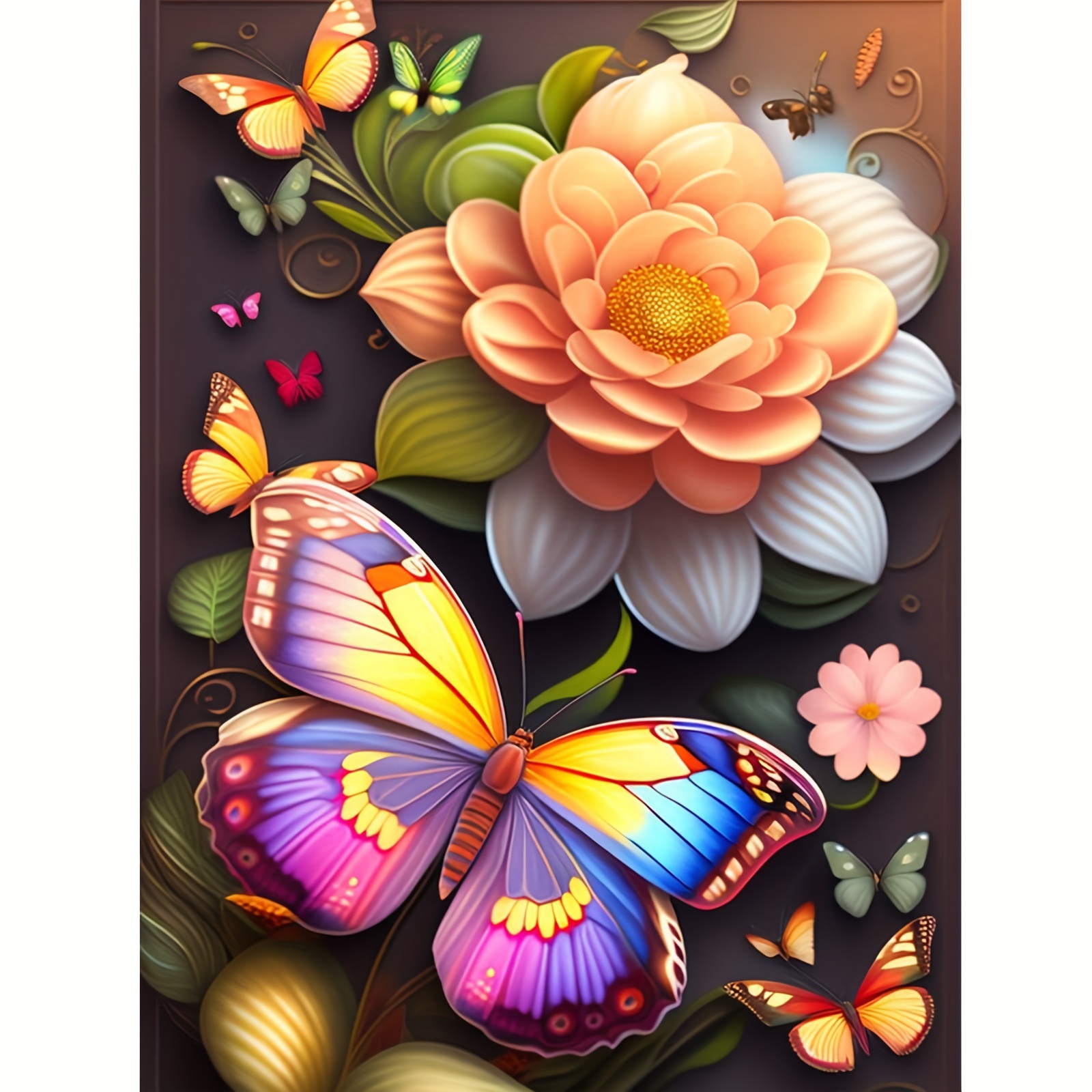 Butterfly Rose Diamond Painting Kits for Adults-Diy Flowers Diamond Art  12X16