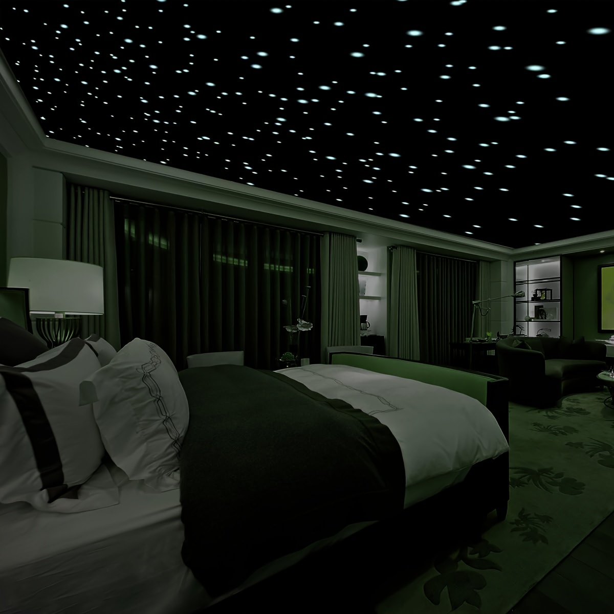 808 piezas de estrellas que brillan en la oscuridad para techo, calcomanías  de pared brillantes (404 unidades verdes y 404 azul cielo) 3D puntos