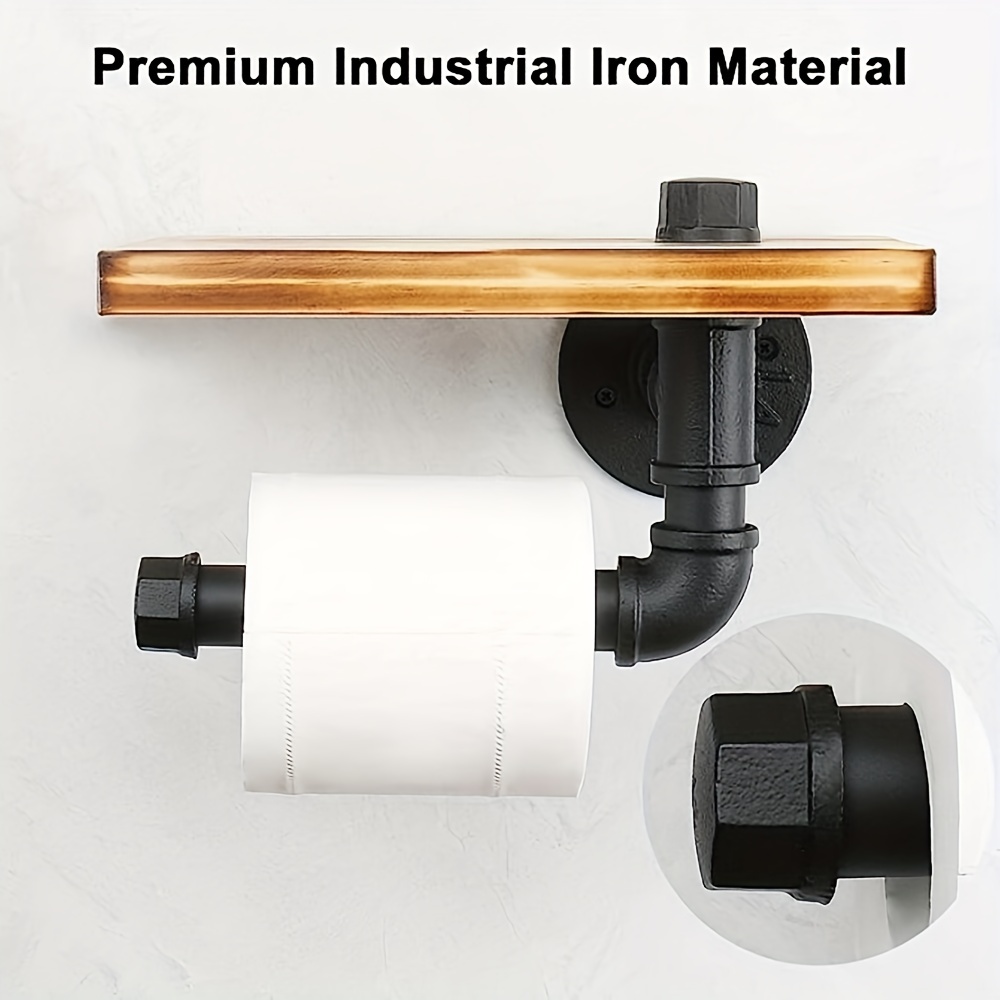 Elibbren Portarrollos de papel higiénico de tubería industrial, resistente,  estilo vintage, rústico, rollo de hierro para montaje en pared, toalleros