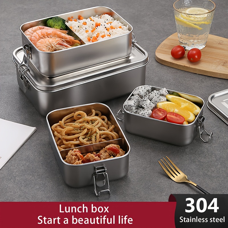 Stackable 304 Stainless Steel Bento Box, 2-tier Leak-proof Bento Box, Lunch  Box With Portable And Cutlery-ideal Portion Sizes, Back To School, Class,  College, School Supplies, Kitchen Organizers And Storage, Kitchen  Accessories 