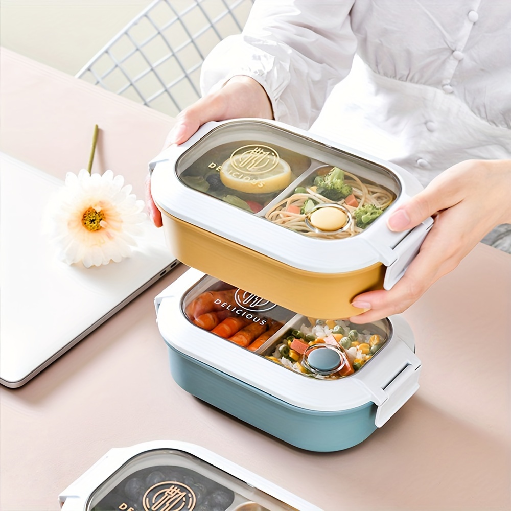 Portable Grided Stainless Steel Lunch Box With Cover Cute - Temu