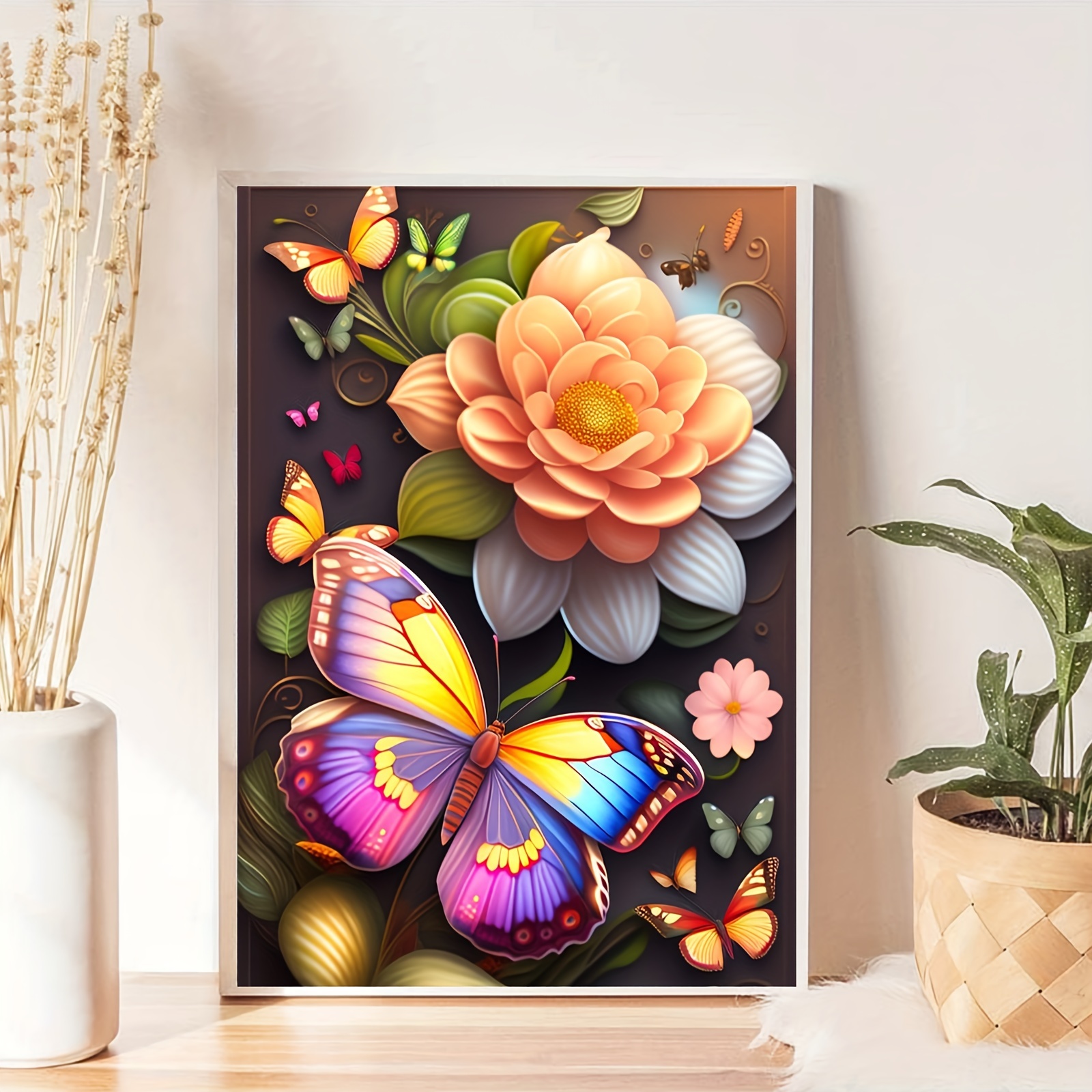 Butterfly Rose Diamond Painting Kits for Adults-Diy Flowers Diamond Art  12X16