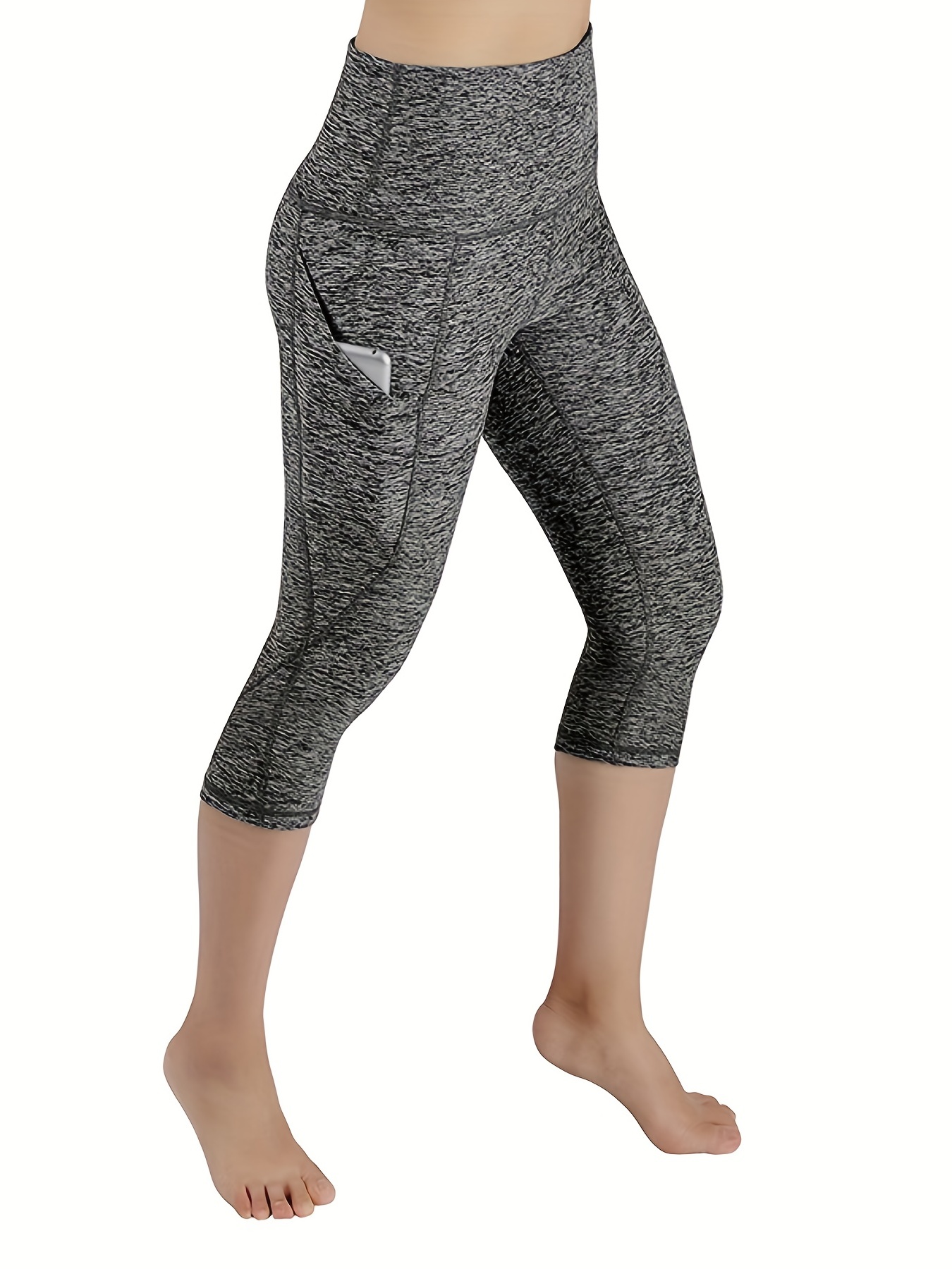 High Waist Yoga Capri Pants With Slant Pockets For - Temu Canada