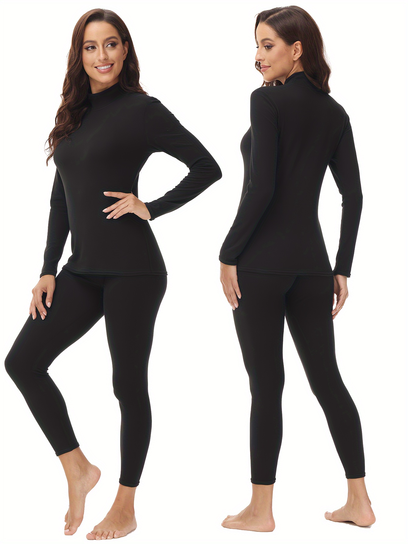 Thermal Underwear Set Long Sleeve Warm Top High Stretch - Temu