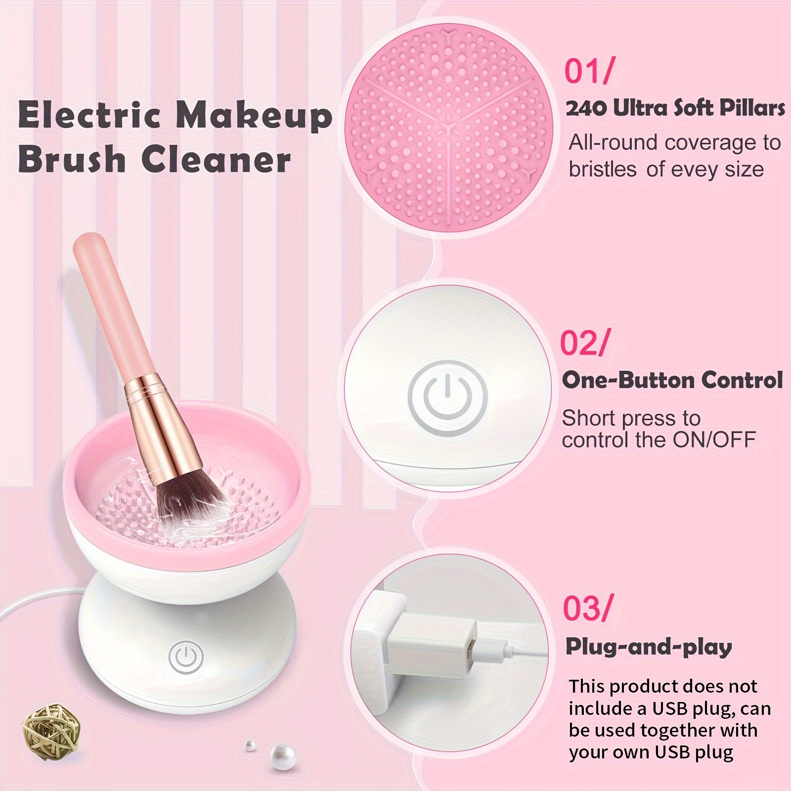 Electric Makeup Brush Cleaner Spinner Machine Portable Automatic
