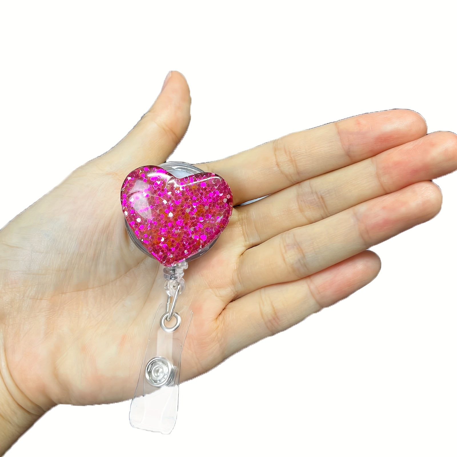 Heart Glitter Badge Reel Pen Kit Mini Highlighter Permanent Marker  Ballpoint Pen Retractable Keychain Nurse Badge Holder Accessories Heart  Shape - Office & School Supplies - Temu