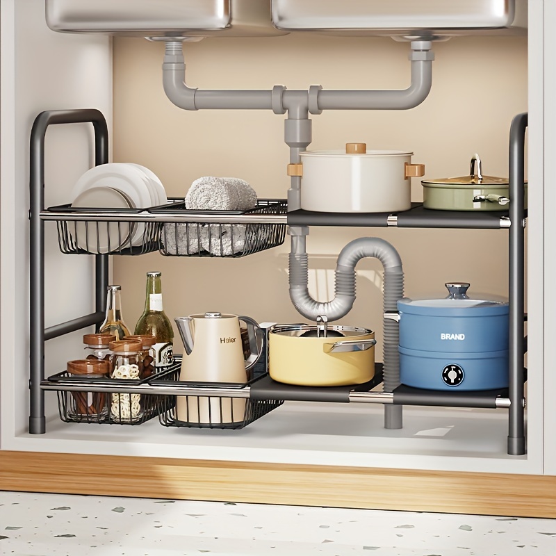 Estante para platos, con soporte para utensilios, portavasos y escurridor  de platos, estante de cocina de acero inoxidable para encimera de cocina