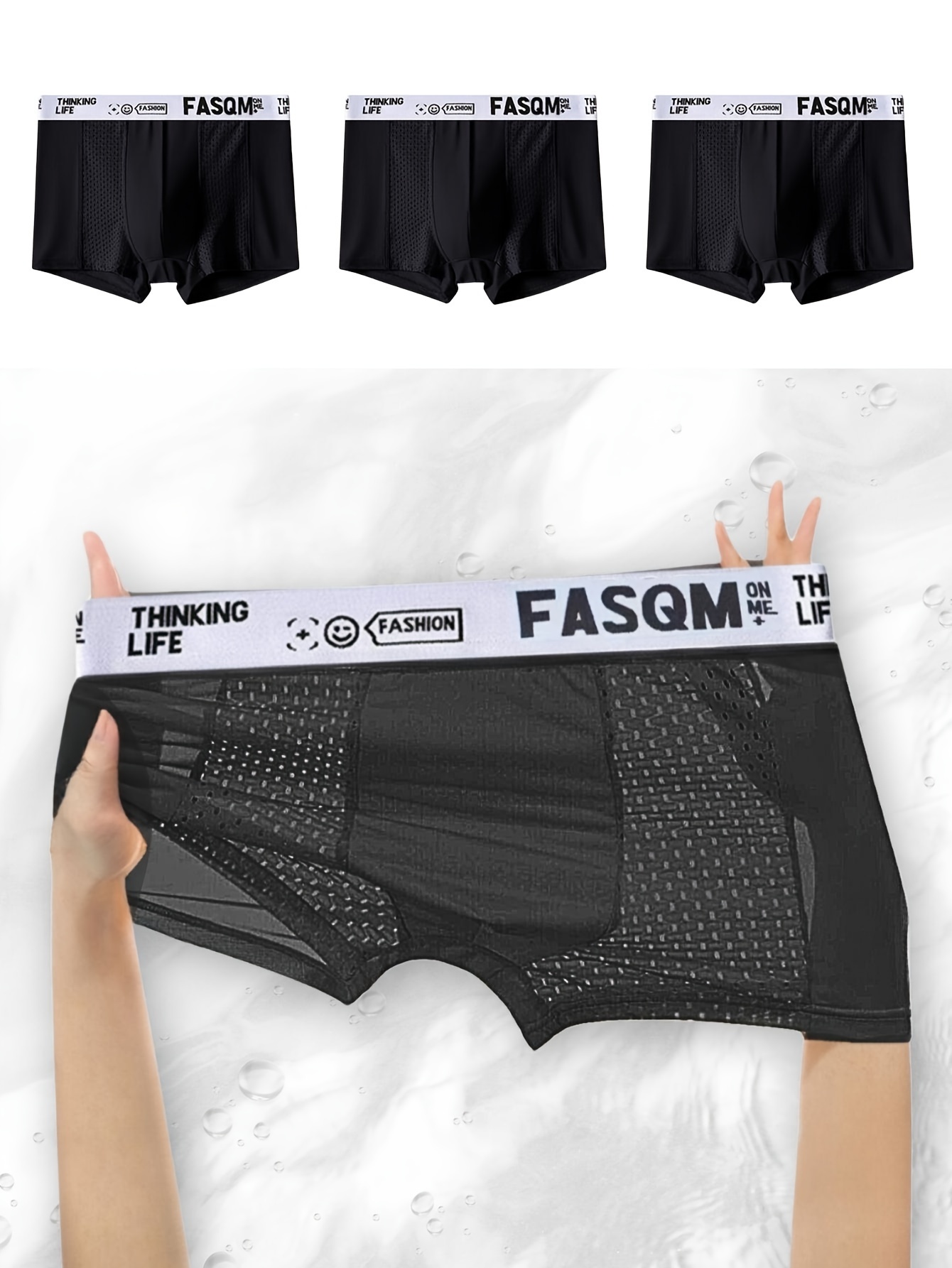 Men's Ice Silk Cool Soft Comfy Boxers Briefs Underwear Mesh - Temu Canada