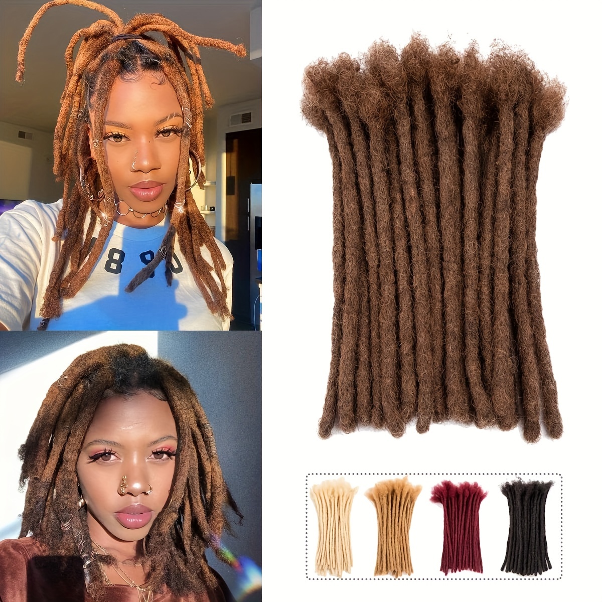 Natural Faux Locs Dread Locks Afro Kinky Curly Human Hair Bulk