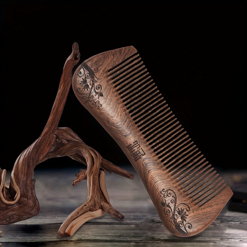Peigne à cheveux à dents larges - Peigne en bois naturel pour cheveux  bouclés - Pas de pic à cheveux statique en bois de santal en bois