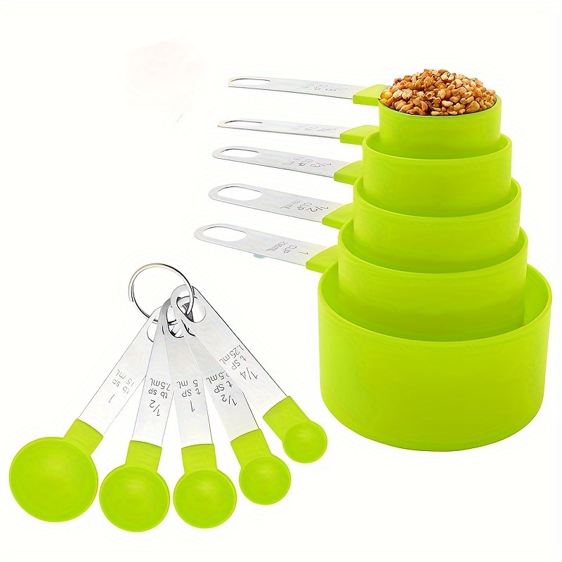 Measuring Cups And Spoons, Stackable Stainless Steel Handle Accurate  Tablespoon For Measuring Dry And Liquid Ingredients Small Teaspoon With  Plastic Heads - Temu