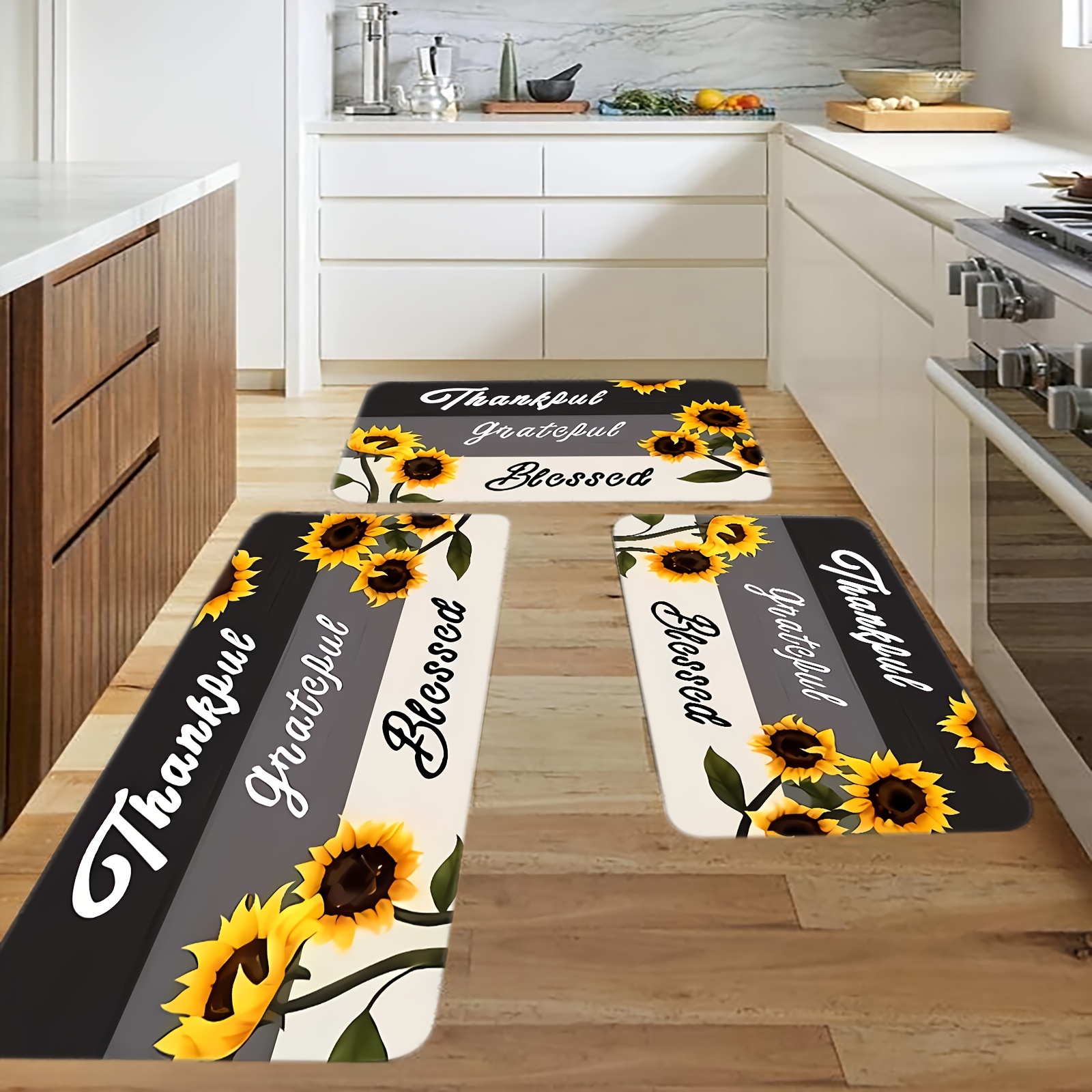 Sunflower Print Kitchen Floor Rug Dirt Resistant Floor Rug - Temu