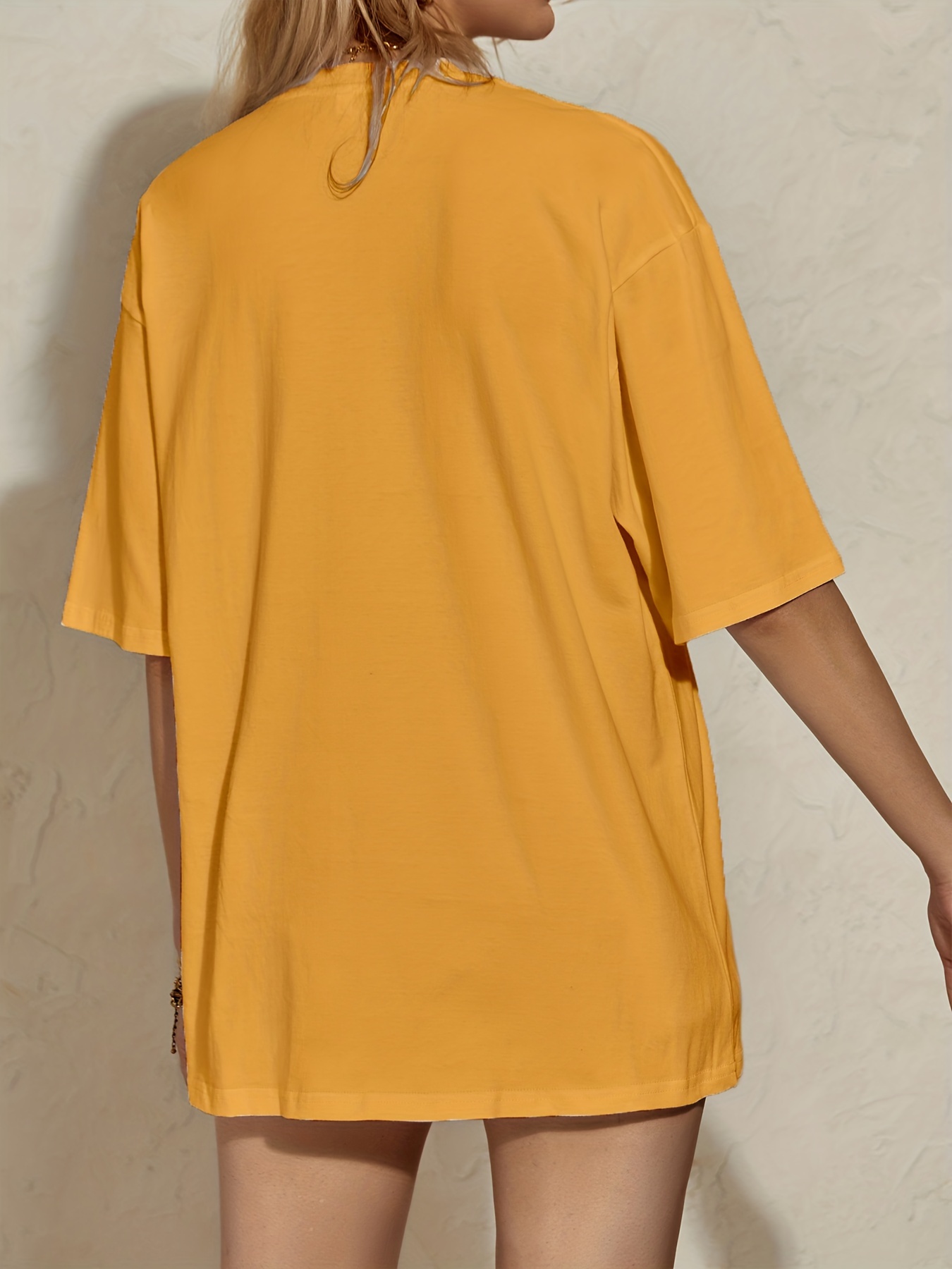 Crew Neck Oversized T shirt Casual Solid Loose Half Sleeve - Temu