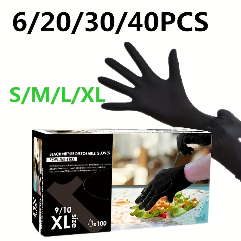 Gants jetables en nitrile noir taille 9/L boîte de 50 pièces