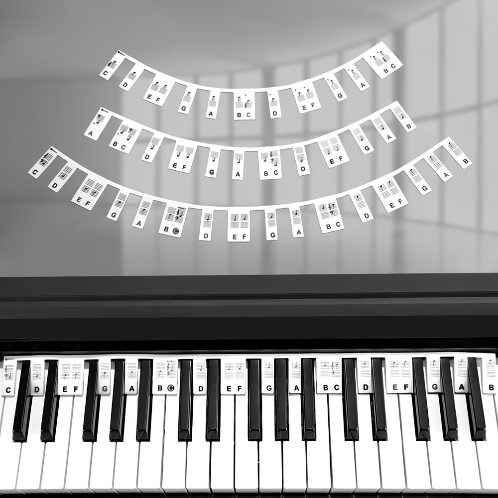 88 touches amovible piano clavier notes étiquettes réutilisables silicone  piano clavier autocollants pour débutants enfants accessoire de piano  électronique
