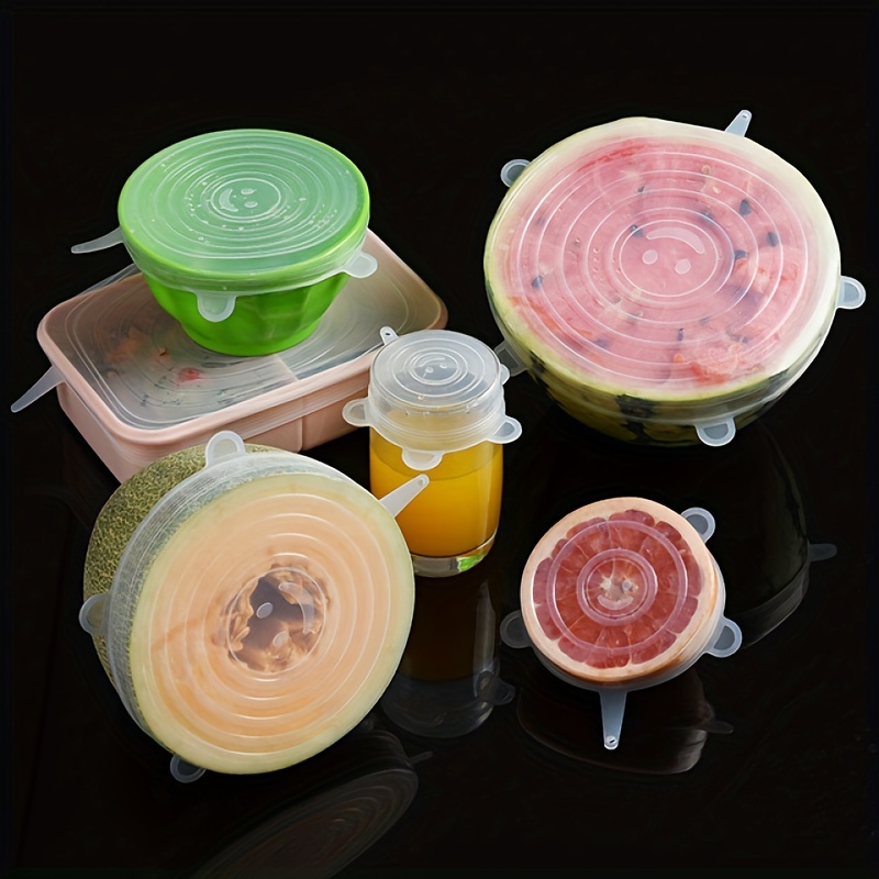 6pcs Multifunctional Silicone Stretch Lids, Fresh-keeping Reusable Durable  Food Storage Lids For Bowls, Silicone Lid Cover, Silicone Food Packaging