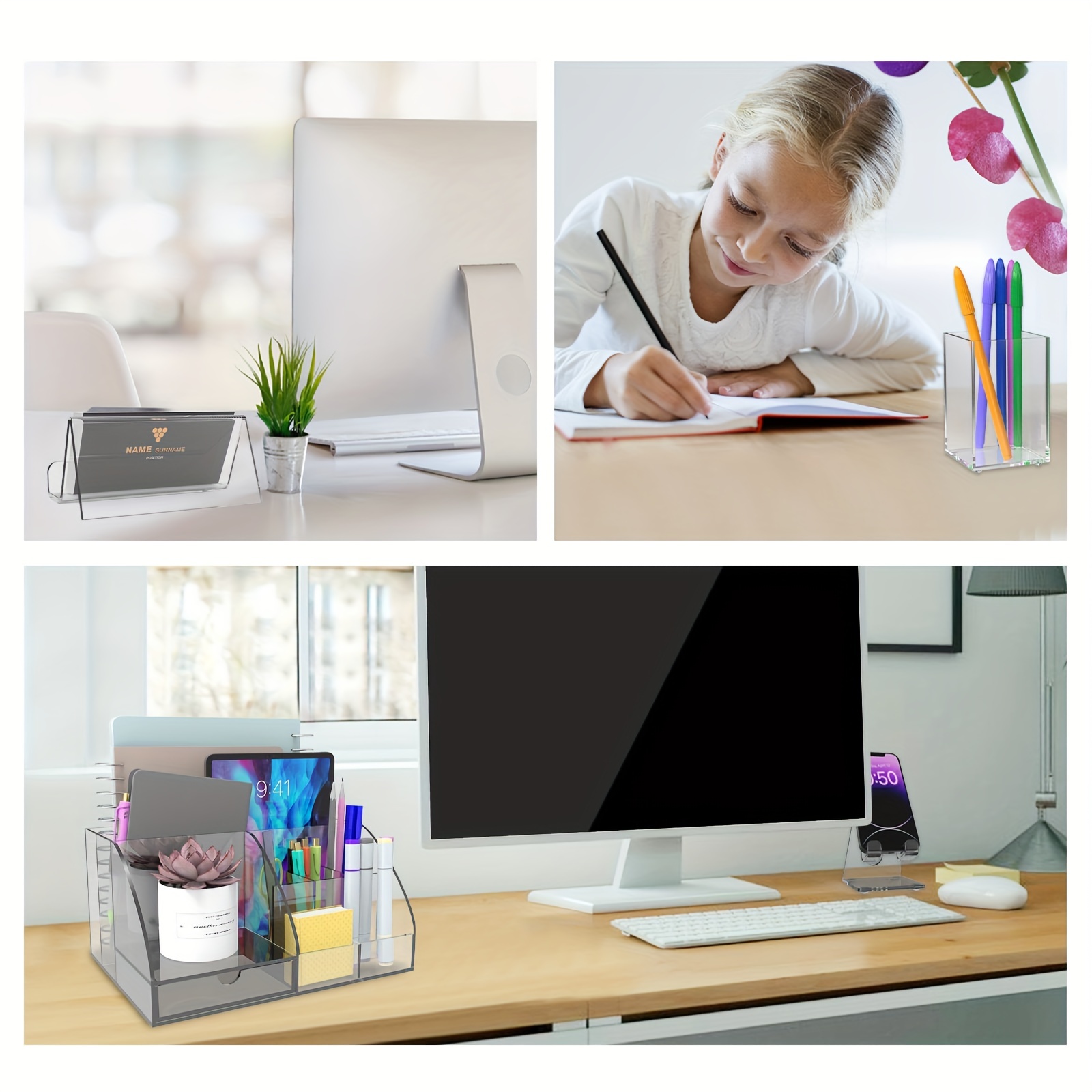 Acrylic Desk Organizer Office Accessories With Desk Organizer, Pen