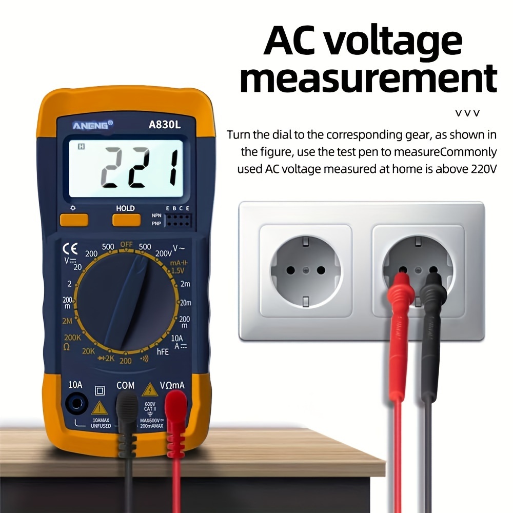 Voltímetro digital y amperímetro con medidor de factor de potencia -  Monitor de voltaje de CA, corriente, energía y frecuencia 6 en 1 Probador