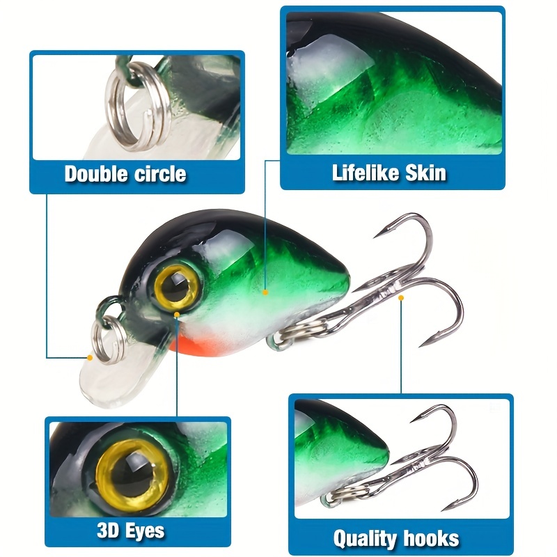 10pcs Topwater Crankbait Fishing Lures for Bass - Artificial Bionic Hard  Baits with Lifelike Minnow Wobbler Action - 3cm/1.18inch 1.6g - Perfect for  F