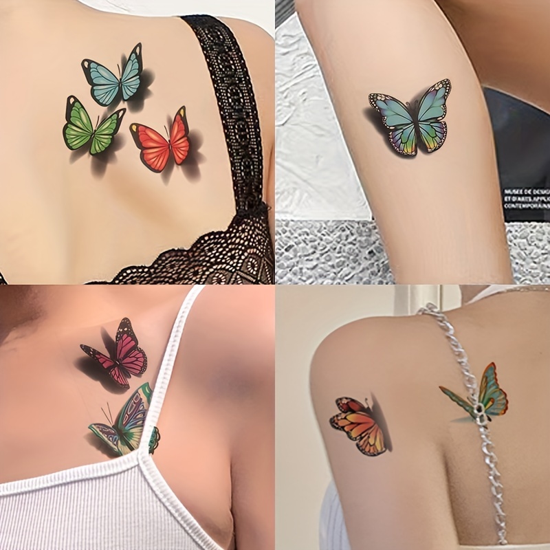 20 Sheets Butterflies Tattoos Waterproof Sticker Fake Butterfly