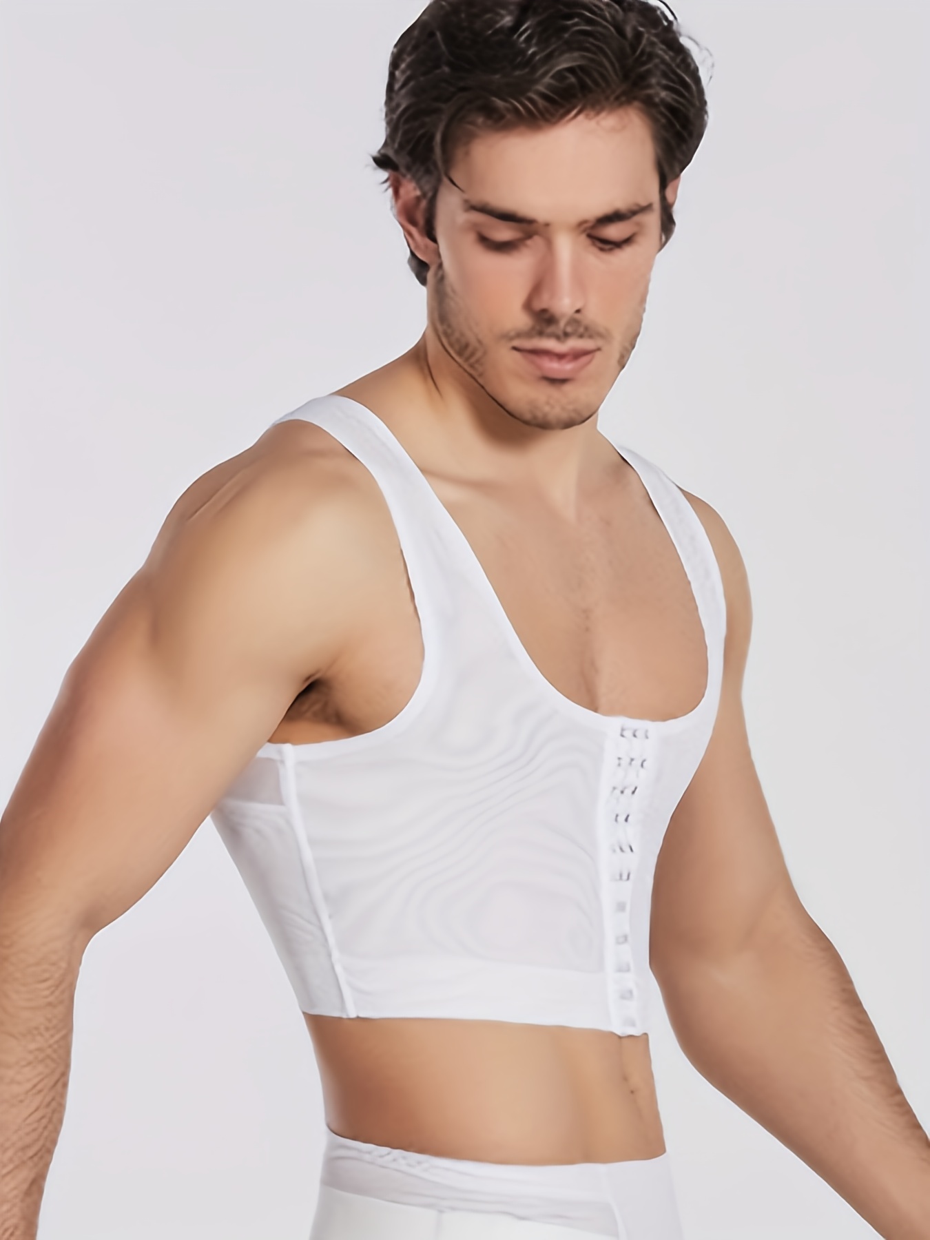 Camiseta reductora de compresión para hombres, moldeadora de pecho,  ajustada y transpirable, que estiliza el cuerpo, estirando y adelgazando la  parte