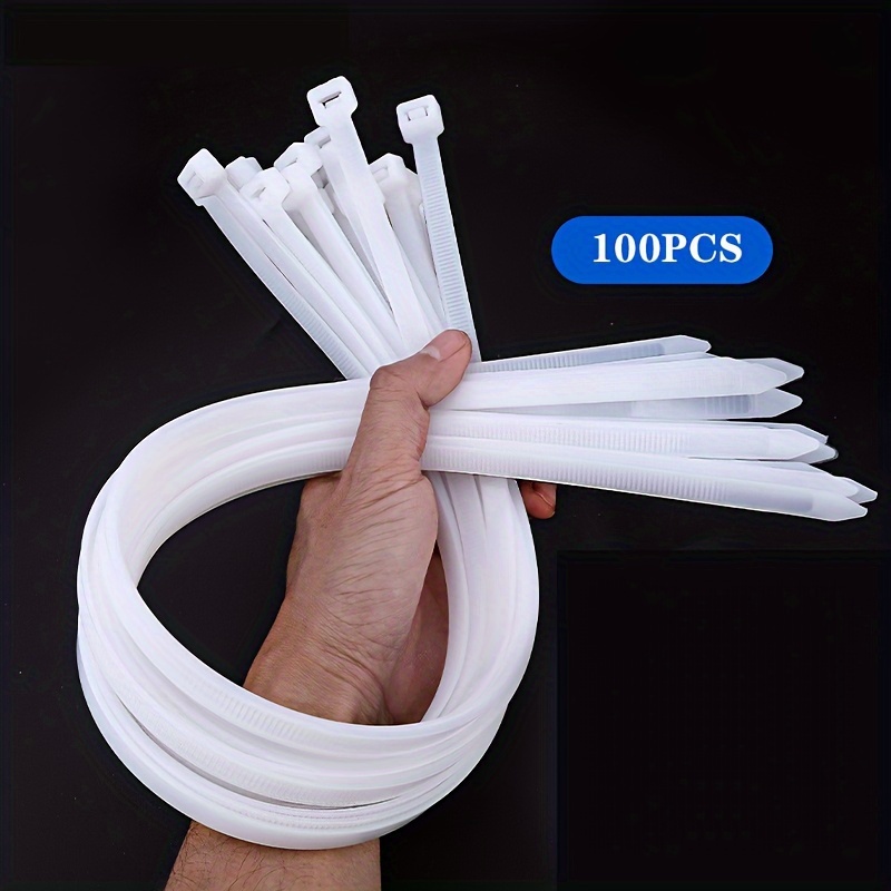 300 bridas para cables autoblocantes de nailon de plástico blanco y negro,  organizador de sujeción para cables, bridas industriales (color blanco)